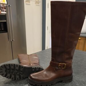 Frye Dark Brown Leather Heeled Boots